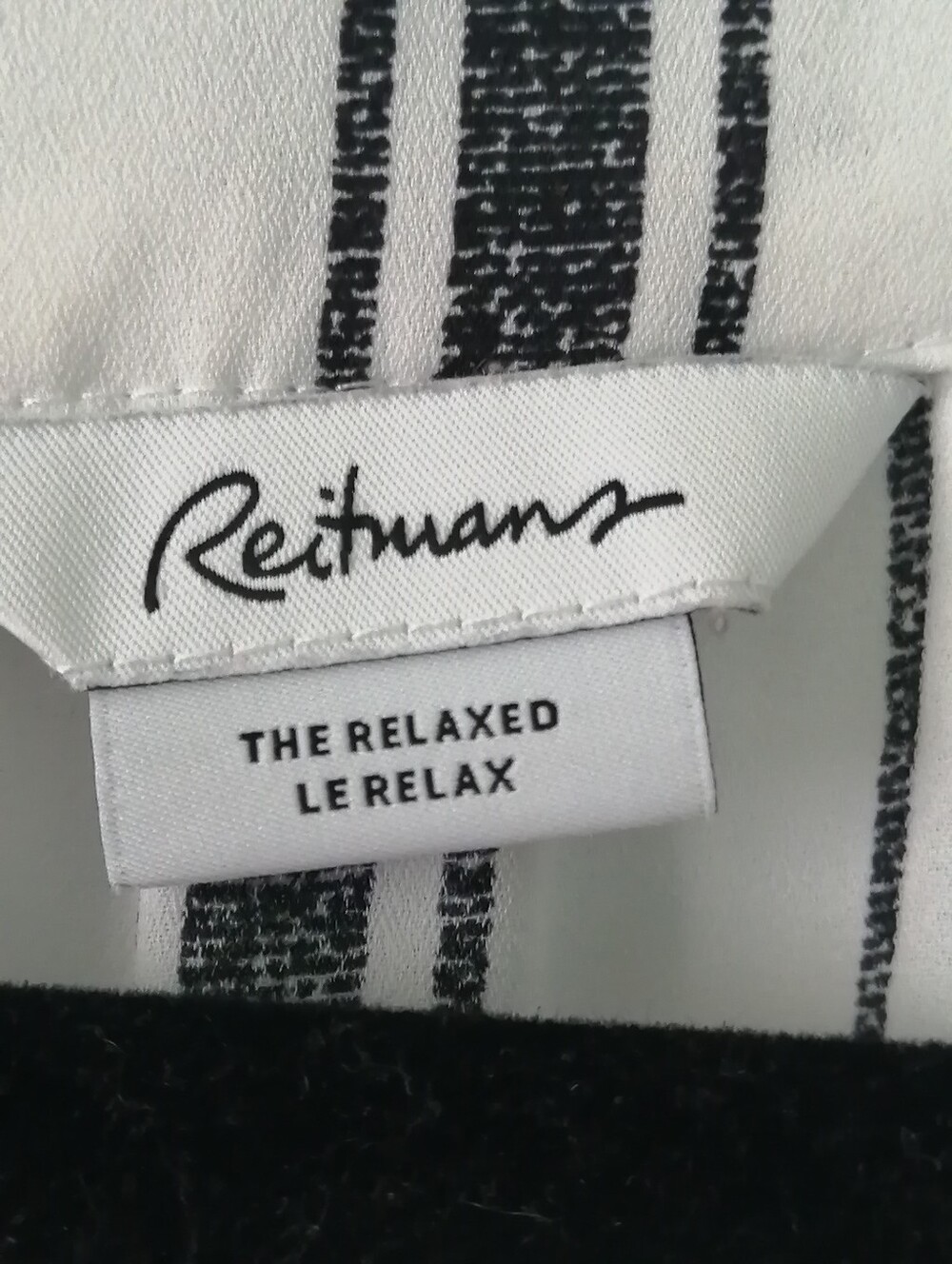Reitmans Black & White Striped V-Neck Blouse - Picture 8 of 8
